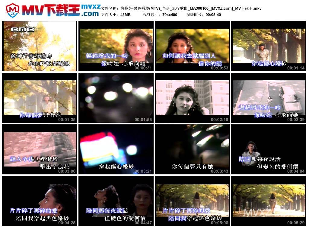 梅艳芳-黑色婚纱(MTV)_粤语_流行歌曲_MA306100